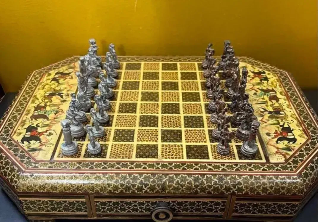 Decorative chess set representing Chaturanga, the ancient Indian game that evolved into modern chess
